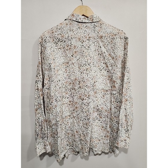 J. Jill Linen Blouse Womens XL Button-up  Long Sleeve, Floral Print‎ 100% Linen - Picture 9 of 9